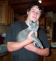 Misty russian blue kitten and Mike